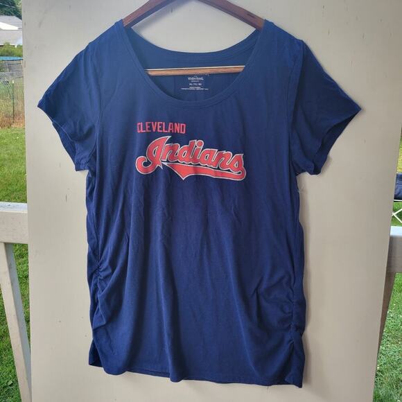Cleavland Indians MLB Maturnity Tee Shirt Women’s XL 9 Months Your Out - Picture 1 of 6